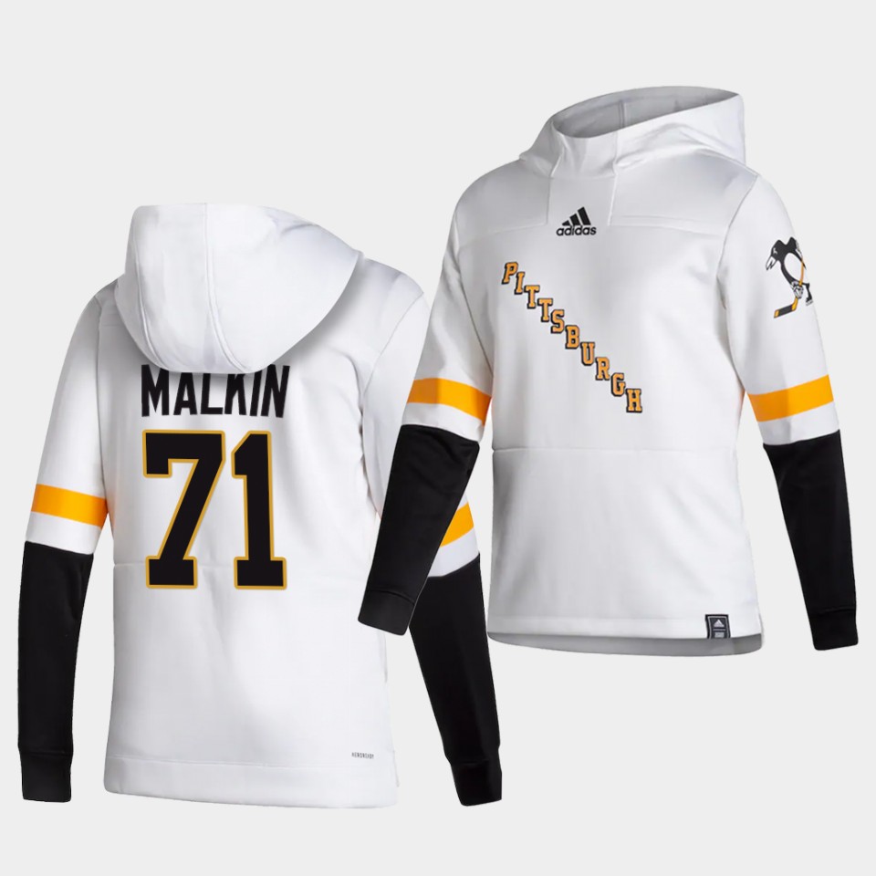 Men Pittsburgh Penguins #71 Malkin White  NHL 2021 Adidas Pullover Hoodie Jersey->new york rangers->NHL Jersey